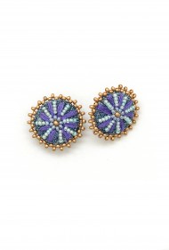 Embroidered Denim Daisy Studs